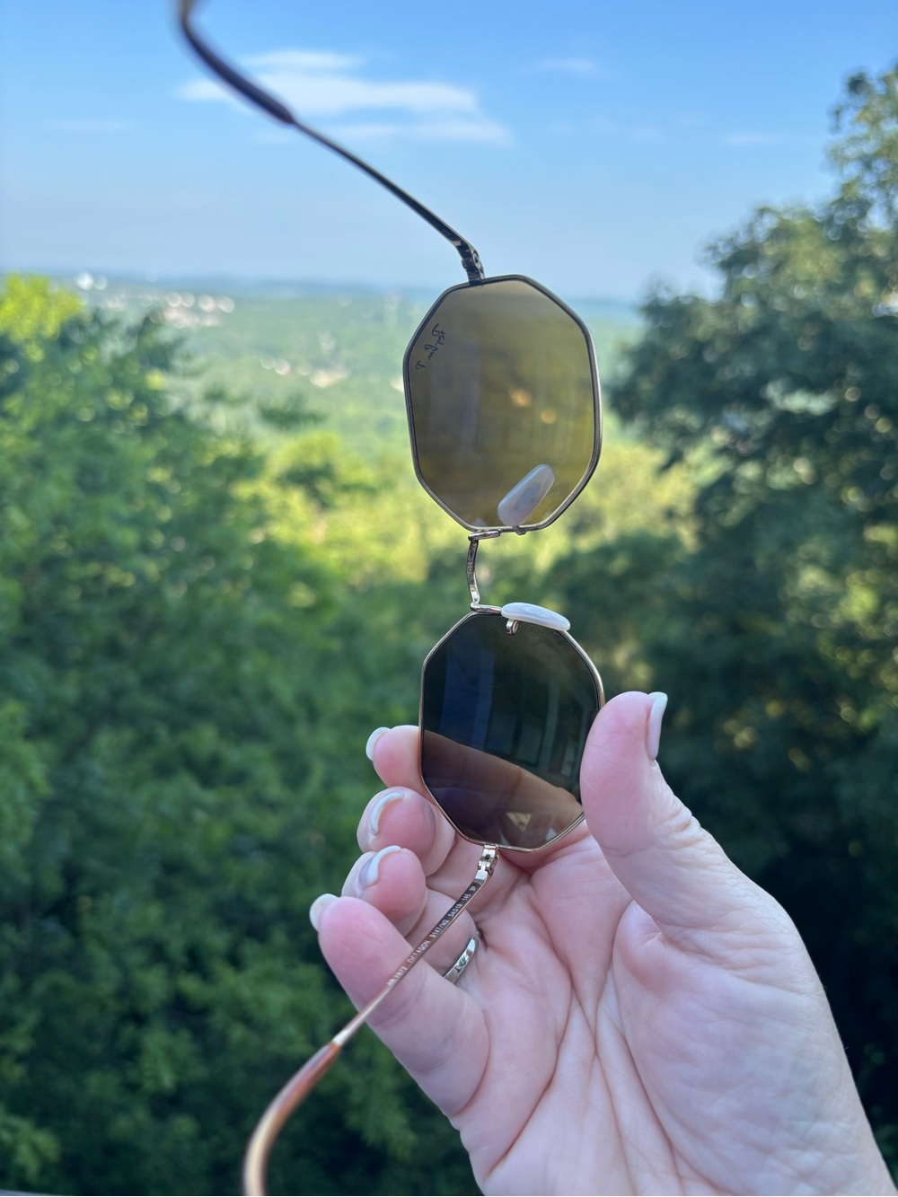 Rayban Octogan Gold Frame Sunglasses with Brown Lenses - Picture 3 of 3